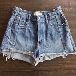 Abercrombie & Fitch Light Blue High-Rise Cutoff Denim Shorts